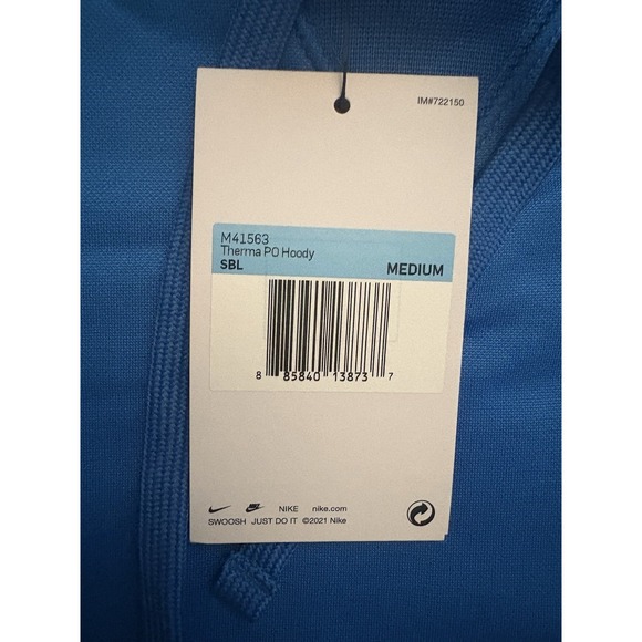 NEW Nike Therma Hoodie Nike Blue Hoodie M41563 NIKE HOODY Men's Size Medium Nike - Picture 3 of 6